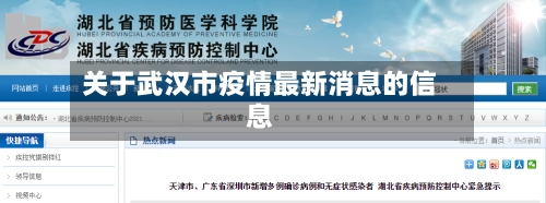 关于武汉市疫情最新消息的信息-第1张图片