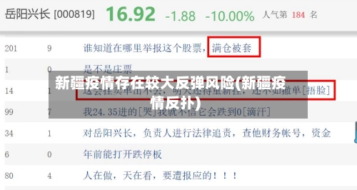 新疆疫情存在较大反弹风险(新疆疫情反扑)-第2张图片