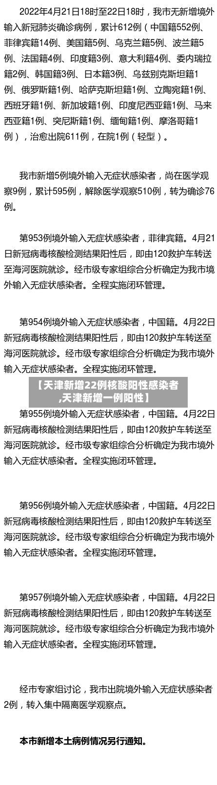 【天津新增22例核酸阳性感染者,天津新增一例阳性】-第1张图片